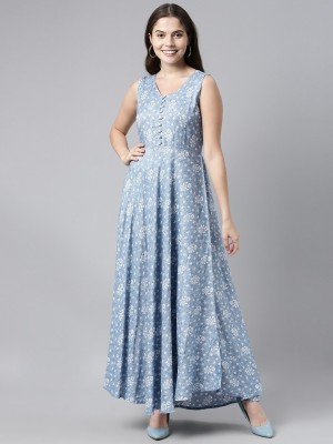AHIKA Women Maxi Blue Dress