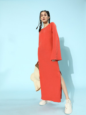ATHENA Women Sweater Orange Maxi/Full Length Dress