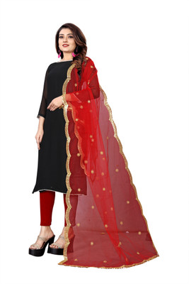 S And H Designer Net Embellished Women Dupatta