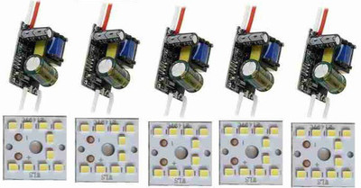 ROOPREKHA ( pack of 5 ) 9watt Driver with MCPCB 9watt white color led bulb raw material Light Electronic Hobby Kit