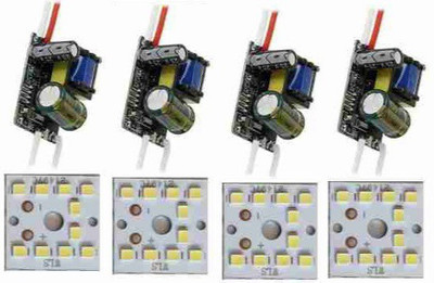 ROOPREKHA ( pack of 4 ) 9watt Driver with MCPCB 9watt white color led bulb raw material Light Electronic Hobby Kit
