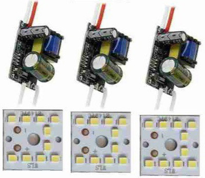 ROOPREKHA ( pack of 3 ) 9watt Driver with MCPCB 9watt white color led bulb raw material Light Electronic Hobby Kit