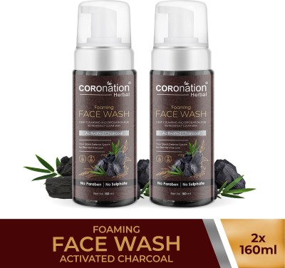 COROnation Herbal Activated Charcoal Foaming  - Pack of 2 Face Wash(320 ml)