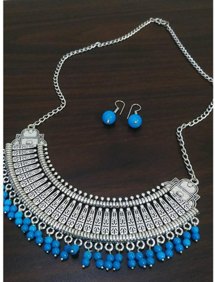 GEODE DELIGHT Alloy Silver Blue Jewellery Set(Pack of 1)