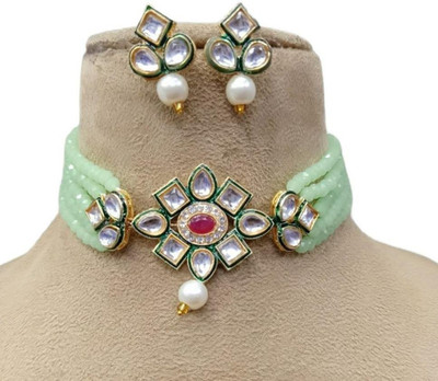 Zcarina Alloy Gold-plated Orange Jewellery Set(Pack of 1)