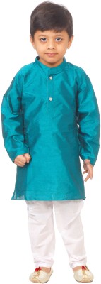 Zuid Boys Festive & Party Kurta and Pyjama Set(Green Pack of 1)