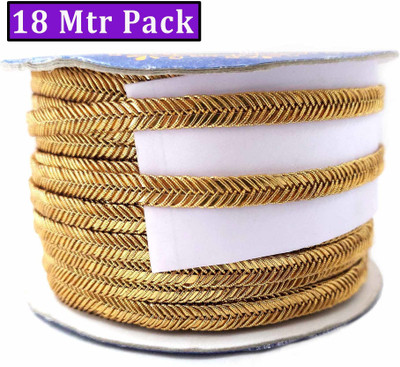 Mezin Mart Flat Dori Lace For Saree, Blouse, Dress, embellishment, Outlining, craftworks ( 17 Mtr ) (Antic Gold) Lace Reel(Pack of 1)