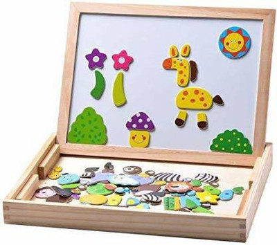SKTOYZONE 2 in 1 Magnetic Wooden Puzzle Educational Learning with Writing & Drawing Board(Multicolor)
