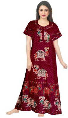 impression Women Nighty Set(Maroon)