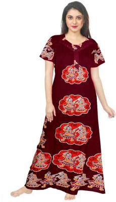 AAKARSHANA CREATION Women Nighty(Maroon)