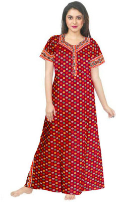 AAKARSHANA CREATION Women Nighty(Maroon)