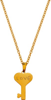 Sullery Love Word Key Valentine Day Gift Necklace Chain Gold-plated Stainless Steel Pendant