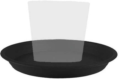 TrustBasket UV treated 18 inch round bottom saucer Black color (Set of 6) Plant Container Set(Pack of 6, Plastic)