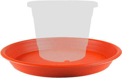 TrustBasket UV treated Round-Saucer-Brown Colour-10 Inch-( Set of 3 ) Plant Container Set(Pack of 3, Plastic)
