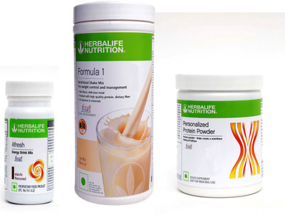 Herbalife Nutrition FORMULA1 VANILLA & AFRESH ELAICHI & PERSONALIZED PROTIEN POWDER 200 GRAM Plant-Based Protein(0.75 kg, FORMULA 1 VANILLA 500 GRAM, AFRESH ELAICHI 50 GRAM, PROTEIN POWDER 200 GRAM)