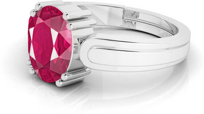 Sidharth Gems 92.5 strelling Silver Ring 8.25 Ratti 7.00 Crt Ruby (Manik/Manikya Ruby Sterling Silver Ruby Sterling Silver Plated Ring
