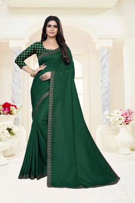 LILAMA FASHION Woven Banarasi Jacquard, Cotton Silk Saree(Green)