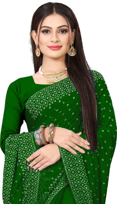 nevya creation Self Design Chanderi Georgette Saree(Green)
