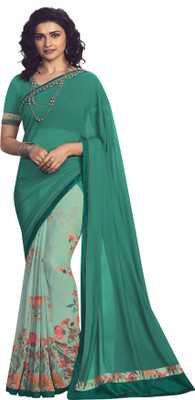 RUKHA FAB Printed Bollywood Georgette Saree(Light Blue)