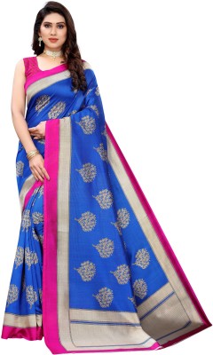 PINK WISH Printed Daily Wear Art Silk Saree(Blue)