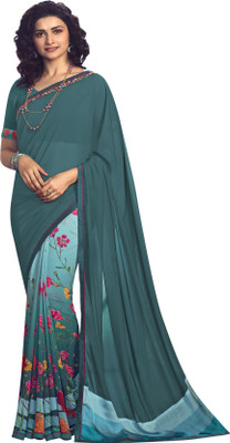 RUKHA FAB Printed Bollywood Georgette Saree(Dark Blue)