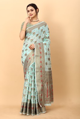 NILHARI Woven Bollywood Cotton Silk Saree(Light Blue)