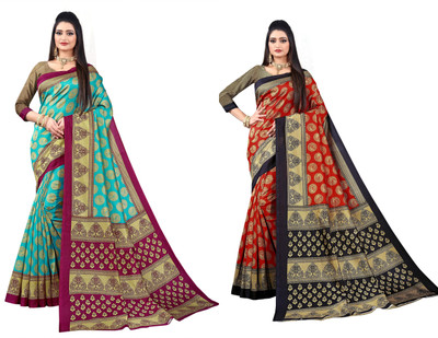 RUNAYA NX Printed Bollywood Art Silk Saree(Pack of 2, Multicolor)