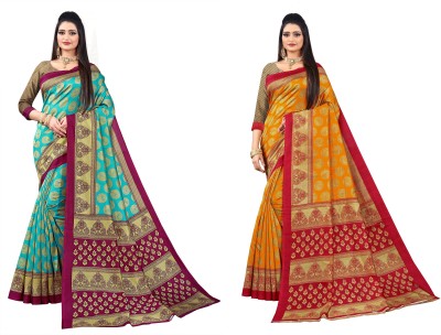 THE PRIVATE LABLE Printed Bollywood Art Silk Saree(Pack of 2, Multicolor)