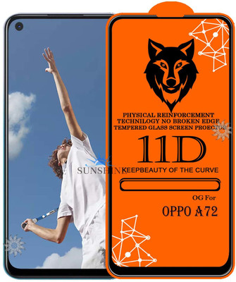 SUNSHINE Tempered Glass Guard for 11D Tempered Glass Screen Protector for Oppo-A72|With Easy Installation Kit Full Adhesive Glass(Pack of 1)