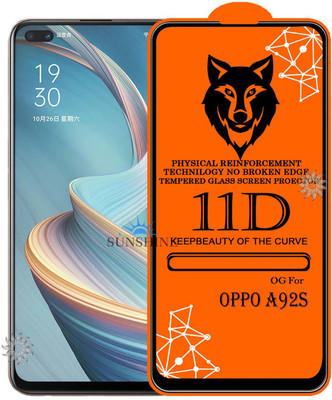 SUNSHINE Tempered Glass Guard for 11D Tempered Glass Screen Protector for Oppo-A92s|With Easy Installation Kit Full Adhesive Glass(Pack of 1)