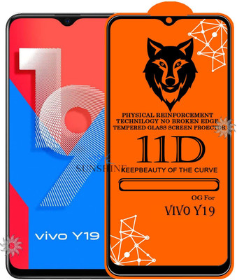 SUNSHINE Tempered Glass Guard for 11D Tempered Glass Screen Protector for Vivo-Y19|With Easy Installation Kit Full Adhesive Glass(Pack of 1)