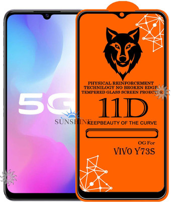 SUNSHINE Tempered Glass Guard for 11D Tempered Glass Screen Protector for Vivo-Y73s|With Easy Installation Kit Full Adhesive Glass(Pack of 1)