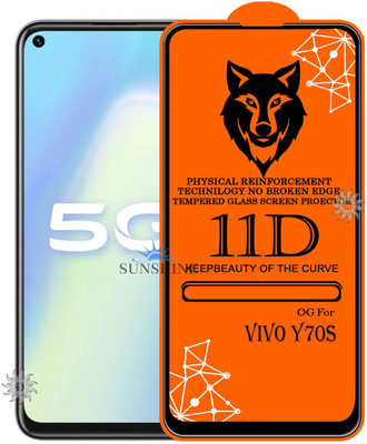 SUNSHINE Tempered Glass Guard for 11D Tempered Glass Screen Protector for Vivo-Y70s|With Easy Installation Kit Full Adhesive Glass(Pack of 1)