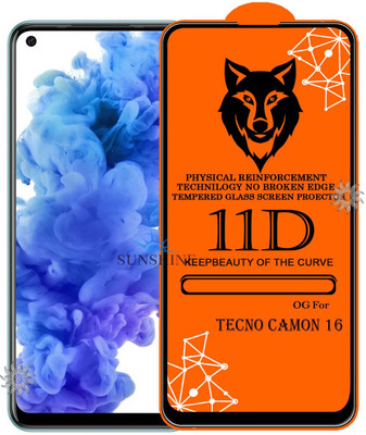 SUNSHINE Tempered Glass Guard for 11D Tempered Glass Screen Protector for Tecno Camon-16 |With Easy Installation Kit Full Adhesive Glass(Pack of 1)