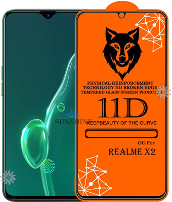 SUNSHINE Tempered Glass Guard for 11D Tempered Glass Screen Protector for Realme-X2|With Easy Installation Kit Full Adhesive Glass(Pack of 1)