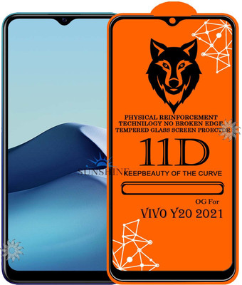 SUNSHINE Tempered Glass Guard for 11D Tempered Glass Screen Protector for Vivo-Y20 (2021)|With Easy Installation Kit Full Adhesive Glass(Pack of 1)