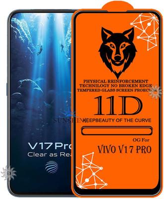 SUNSHINE Tempered Glass Guard for 11D Tempered Glass Screen Protector for Vivo-V17 Pro|With Easy Installation Kit Full Adhesive Glass(Pack of 1)