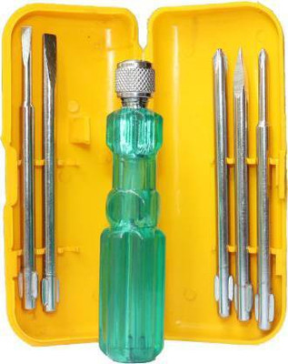 ASAONE Handle with Tester, Carrying case included, 5 rods with one handle Combination Screwdriver Set(Pack of 6)
