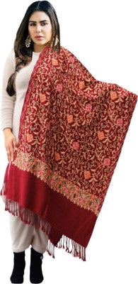 darshan lal and sons Cashmere Embroidered Women Shawl(Yellow, Maroon)