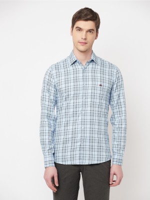 CRIMSOUNE CLUB Men Checkered Casual Blue Shirt