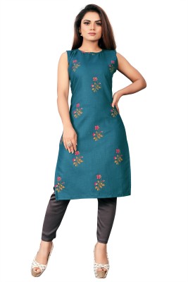 Dharm Enterprise Women Printed A-line Kurta(Blue)