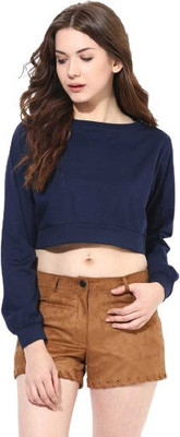 SELVIKE Casual Solid Women Dark Blue Top