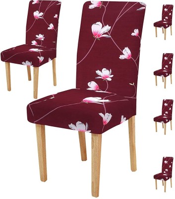 Miappi Home Furnishings Polyester Floral Chair Cover(Maroon Pack of 6)