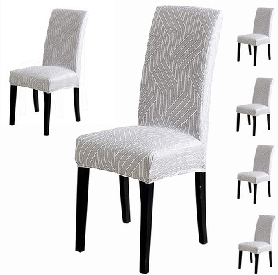 HOUSE OF QUIRK Polyester 1 Seater Chair Striped Cover(Pack of 6 Grey)
