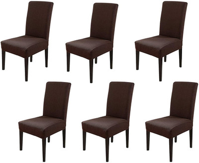 HOUSE OF QUIRK Polyester Striped 1 Seater Chair Cover(Brown Pack of 6)