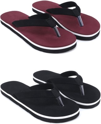 Jonedee Women Flip Flops(Maroon, Black , 4)