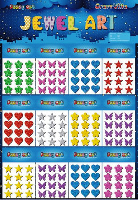 FUNCART 35.56 cm Craft mixed design Glitter foam Adhesive Foam sticker-Star, Flower, heart and butterfly Self Adhesive Sticker(Pack of 1)