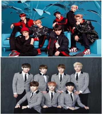 Ordershock 30.48 cm BTS Hd K-POP Music Boy Band Wall Sticker Matte Finish Vinyle Print Poster Self Adhesive Sticker(Pack of 2)