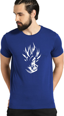 ADRO Graphic Print, Solid Men Round Neck Blue T-Shirt