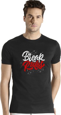 ADRO Typography Men Round Neck Black T-Shirt